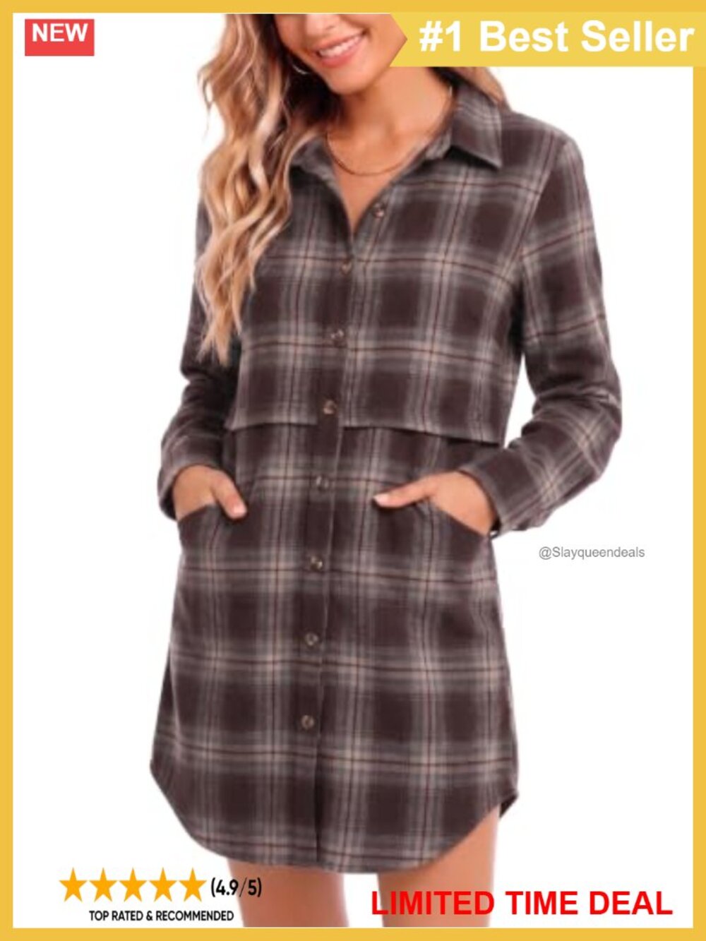 Plaid Button Down Flannel Shirt Long Sleeve Loose Fit Casual Top